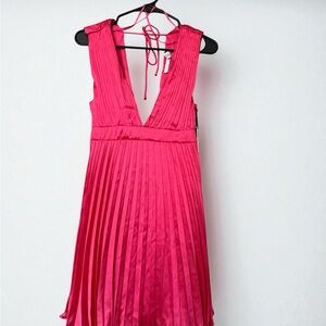 Sincerely Jules Pleated Dress Hot Pink Dress